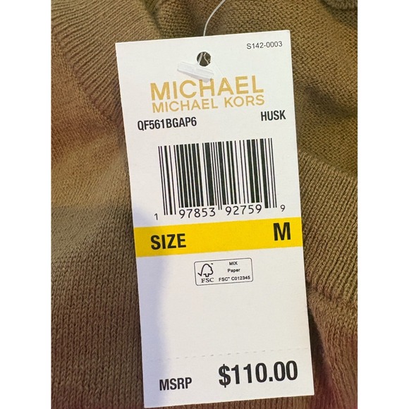 MICHAEL Michael Kors Womens Brown Embellished Logo Crewneck Sweater M NWT - Picture 4 of 4